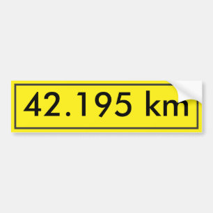 42.195 Bumper Sticker   Yellow Street Sign Style