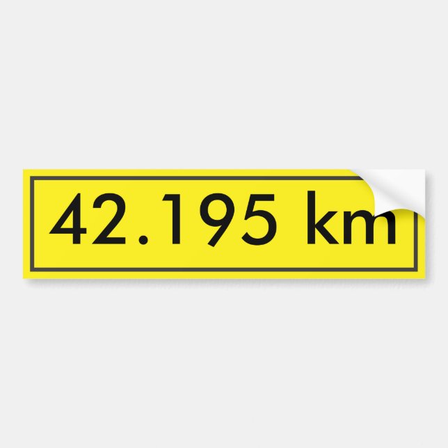 42.195 Bumper Sticker | Yellow Street Sign Style (Front)