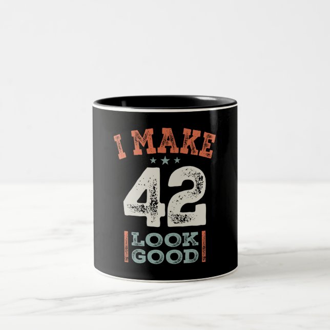 42 Birthday Funny 42 Years Old  Two-Tone Coffee Mug (Center)