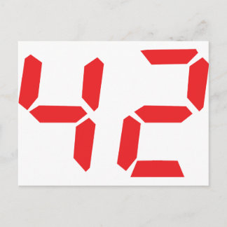 42 fourty-two red alarm clock digital number postcard