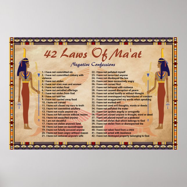 42 Laws Of Maat - Negative Confessions Poster (Front)
