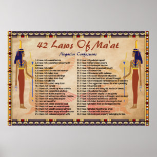 42 Laws Of Maat - Negative Confessions Poster
