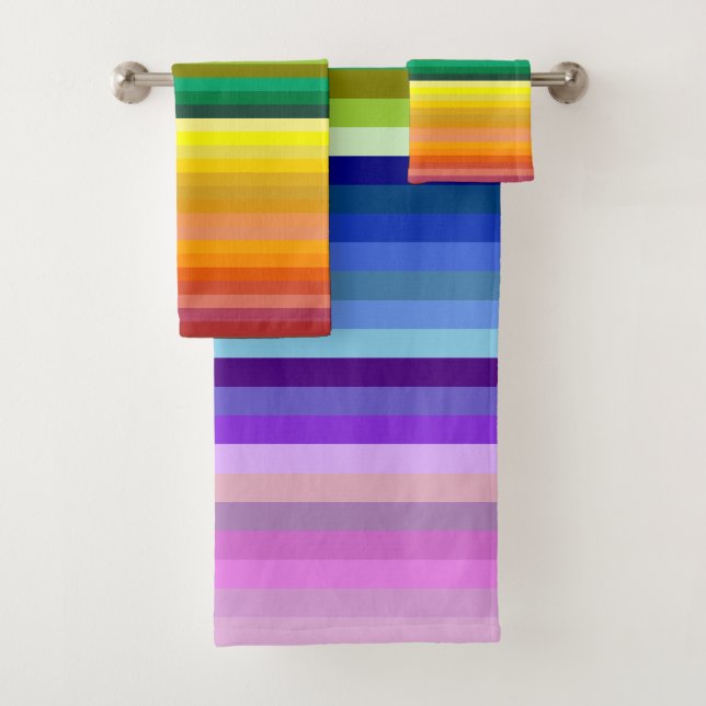 42 Stripes Rainbow Spectrum Bath Towel Set (Insitu)
