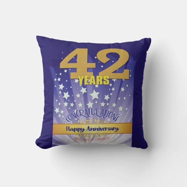 42 Year CUSTOM NAME 12 Step Anniversary Big Number Cushion (Front)