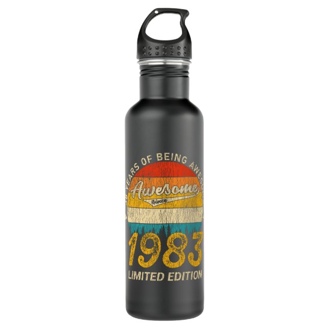 42 Year Old 1983 Retro Awesome 42nd Birthday Gift 710 Ml Water Bottle (Front)