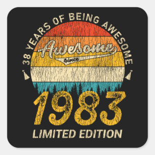 42 Year Old 1983 Retro Awesome 42nd Birthday Gift Square Sticker