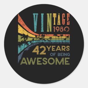 42 Year Old Birthday Vintage 1980 42nd Birthday Classic Round Sticker