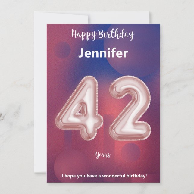 42 year old Happy Birthday card (Front)
