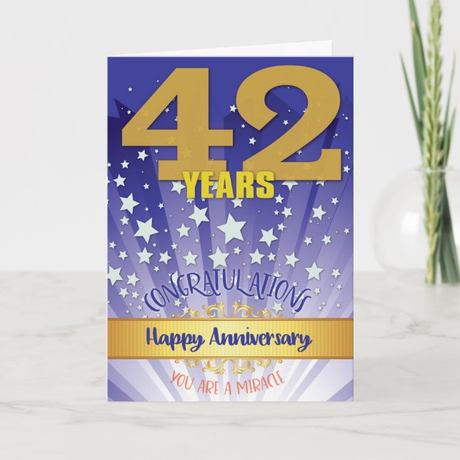 42 Year Recovery Anniversary Bold Numeral Card (Front)