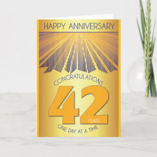 42 Year Sober Anniversary Golden Ray 12 Step Card