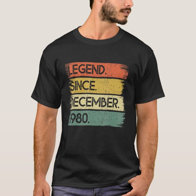 42 Years Old Legend Since December 1980 42nd Birth T-Shirt (Front)