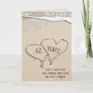 42nd Anniversary Beach Hearts Card