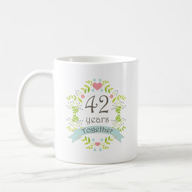 42nd Anniversary Keepsake Beverage Coffee Mug (Left)