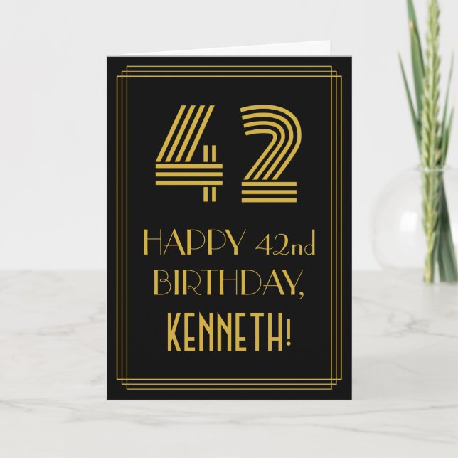 42nd Birthday: Art Deco Inspired Look "42" & Card (Front)