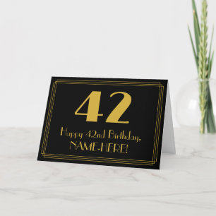 42nd Birthday: Art Deco Inspired Look "42" + Name Card