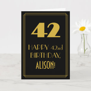 42nd Birthday ~ Art Deco Inspired Look "42" & Name Card