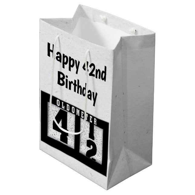 42nd Birthday Black Odometer  Medium Gift Bag (Front Angled)