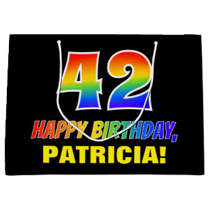 42nd Birthday: Bold, Fun, Simple, Rainbow 42 Large Gift Bag