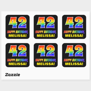 42nd Birthday: Bold, Fun, Simple, Rainbow 42 Square Sticker
