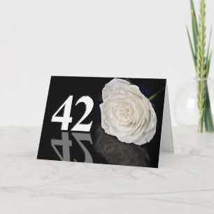 42nd Birthday Card with a classic white rose