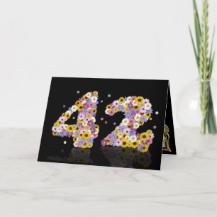 42nd birthday card with flowery letters