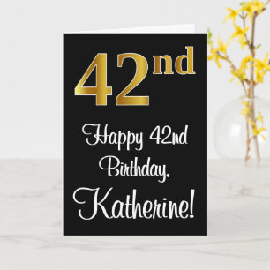 42nd Birthday ~ Elegant Luxurious Faux Gold Look # Card