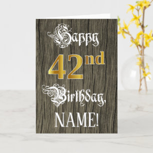42nd Birthday: Faux Gold Look + Faux Wood Pattern Card