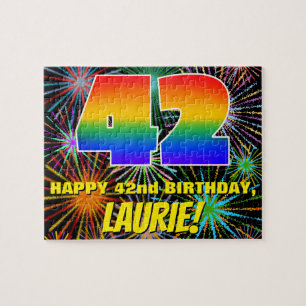 42nd Birthday: Fun, Colourful Celebratory Firework Jigsaw Puzzle