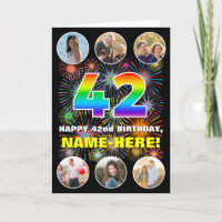 42nd Birthday: Fun Rainbow #, Custom Name & Photos