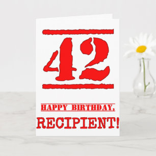 42nd Birthday: Fun, Red Rubber Stamp Inspired Look Card