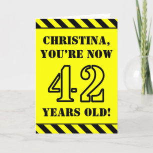 42nd Birthday: Fun Stencil Style Text, Custom Name Card