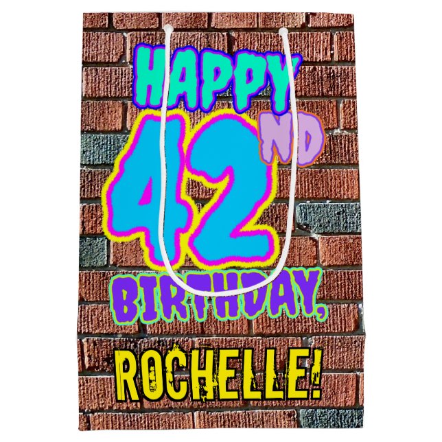 42nd Birthday: Fun, Urban Graffiti Inspired Look Medium Gift Bag (Back)