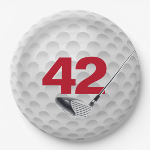 42nd Birthday Golf Ball Design Paper Plate