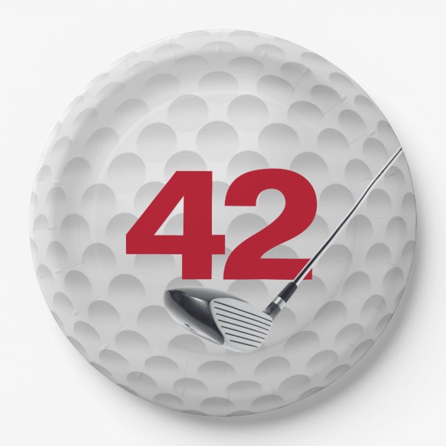 42nd Birthday Golf Ball Design  Paper Plate (Front)
