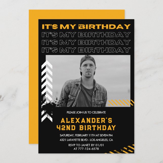 42nd birthday invitations Men Photo Spray paint (Front/Back)