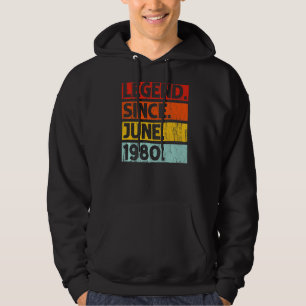 42nd Birthday Legend Since June 1980 42 Years Old Hoodie