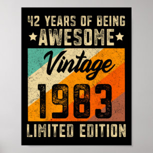 42nd Birthday Men 42 Years Old Women 1983 Limited  Poster