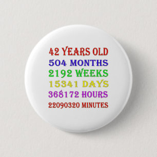 42nd Birthday Milestones 6 Cm Round Badge