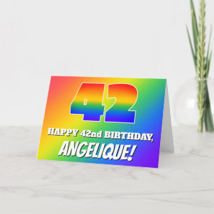 42nd Birthday: Multicolored Rainbow Pattern # 42 Card