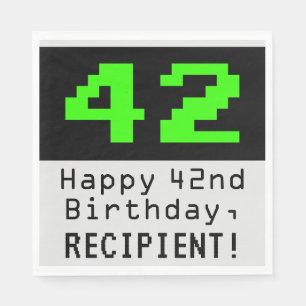 42nd Birthday - Nerdy / Geeky Style "42" & Name Napkin
