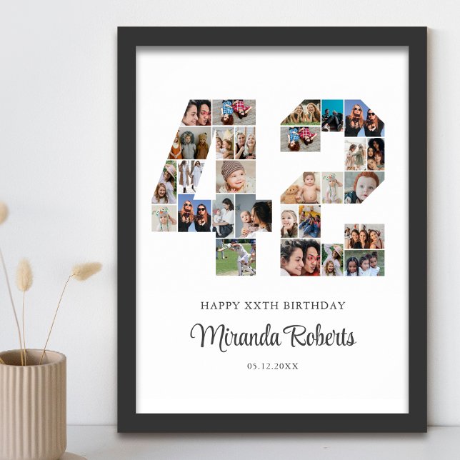 42nd Birthday Number 42 Custom Photo Collage Poster (Creator Uploaded)
