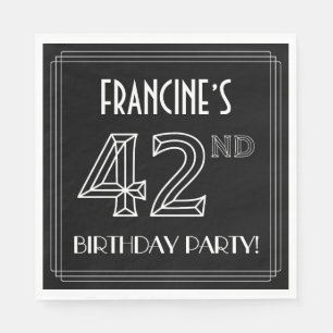 42nd Birthday Party: Art Deco Style + Custom Name Napkin