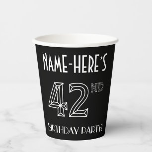 42nd Birthday Party: Art Deco Style + Custom Name Paper Cups