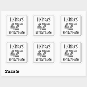 42nd Birthday Party: Art Deco Style + Custom Name Square Sticker