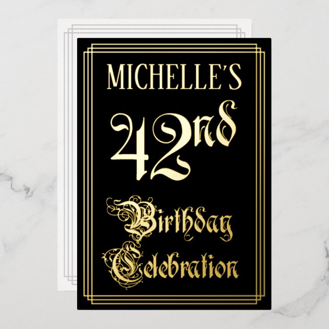 42nd Birthday Party — Fancy Script & Custom Name (Front/Back)