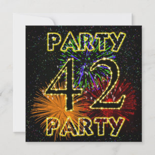 42nd birthday party invitation with fireworks