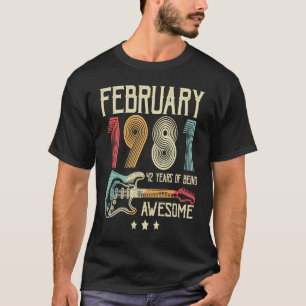 42nd Birthday Retro Guitar February 1981 42 Years T-Shirt