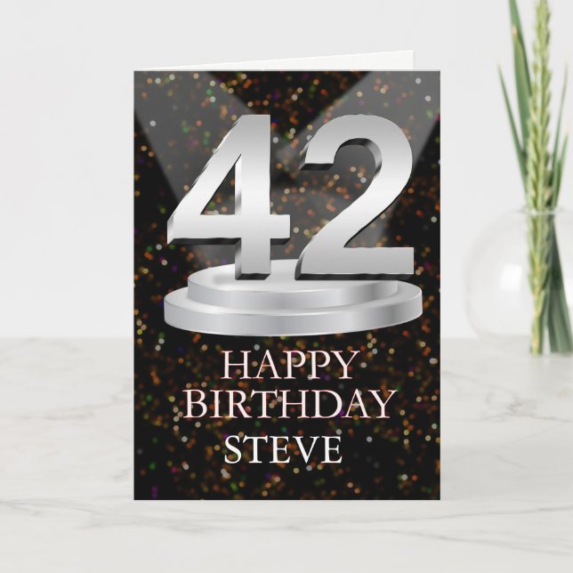 42nd Birthday Spotlights Add A Name Card (Front)