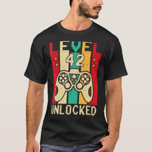42nd Gamer Boy Saying Vintage Level 42 Unlocked Ga T-Shirt