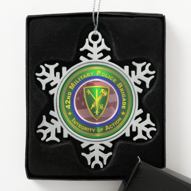 42nd Military Police Brigade   Snowflake Pewter Christmas Ornament (Box)